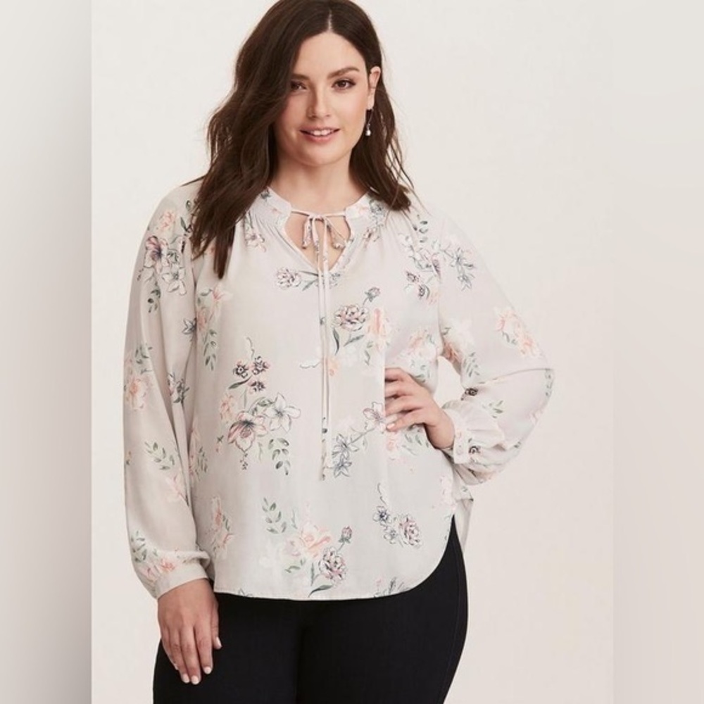 Torrid Crepe Tie Neck Blouse‎
